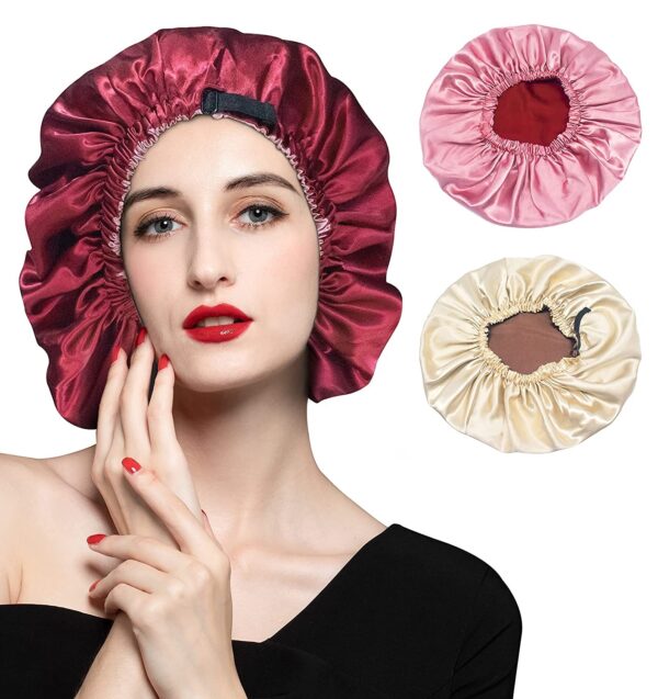 Non-Slip Satin Bonnet with Elastic Band - Image 2